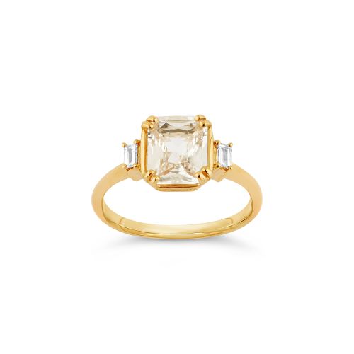 Mini Mae West 18K Fine Natural White Sapphire & Diamond Ring