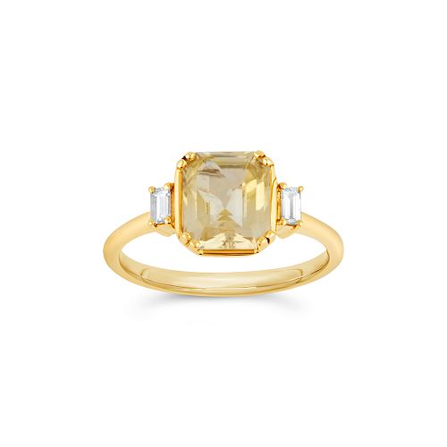Mini Mae West 18k Fine Pale Yellow Lemon Sapphire & Diamond Ring