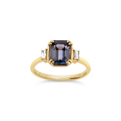 Mini Mae West 18K Fine Periwinkle Blue Sapphire & Diamond Ring