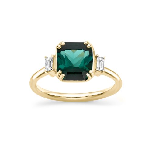 Mini Mae West Green Tourmaline & Diamond Ring 