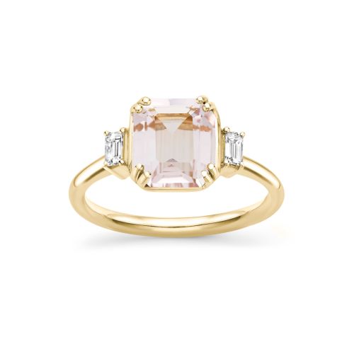 Mini Mae West Pink Morganite & Diamond Ring 