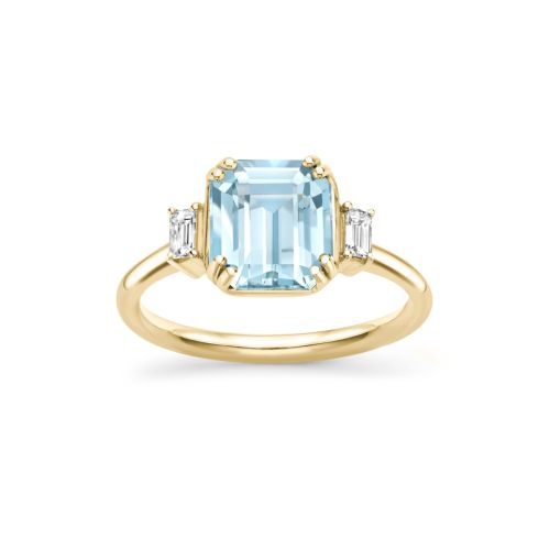 Mini Mae West Aquamarine & Diamond Ring