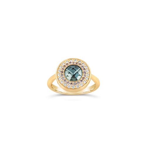 Double Halo 14K Gold Pinky Ring 