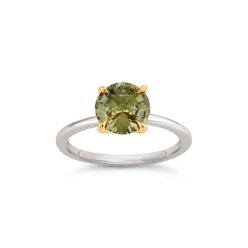 Lizzy 18k Fine Olive Green Sapphire Ring