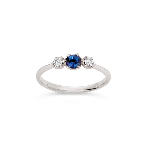 Elyhara 18k Fine Royal Blue Sapphire & Brilliant Cut Diamond Small Trilogy Ring