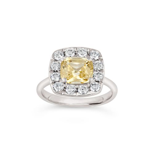 Jolanda 18k Fine Lemon Yellow Sapphire & Diamond Ring