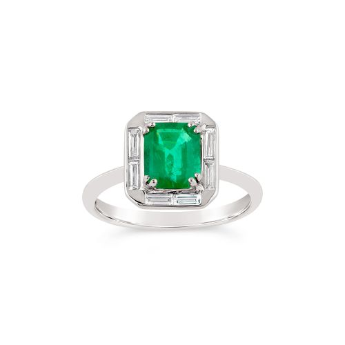 Heni 18K Fine Vivid Green Emerald & Diamond Ring
