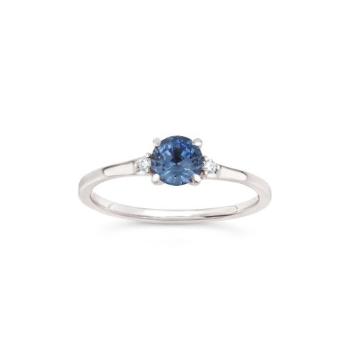 Kassia 18k Gold Fine Ocean Blue Sapphire and Brilliant Cut Diamond Ring