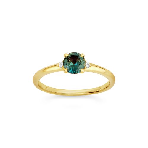 Kassia 18k Fine Teal Sapphire & Diamond Ring