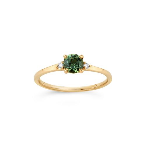 Kassia 18k Fine Pine Green Sapphire & Diamond Ring