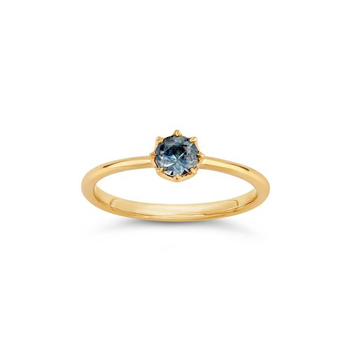 Ellie 18k Gold Solitaire Slate Blue Montana Sapphire Ring