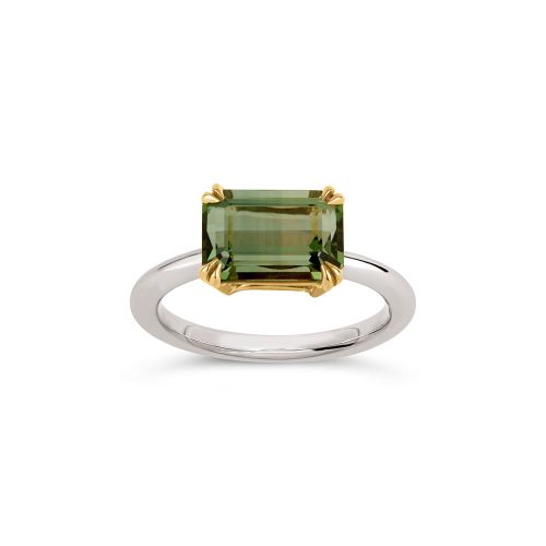 Hollie 18k Gold Fine Pine Green Tourmaline Ring