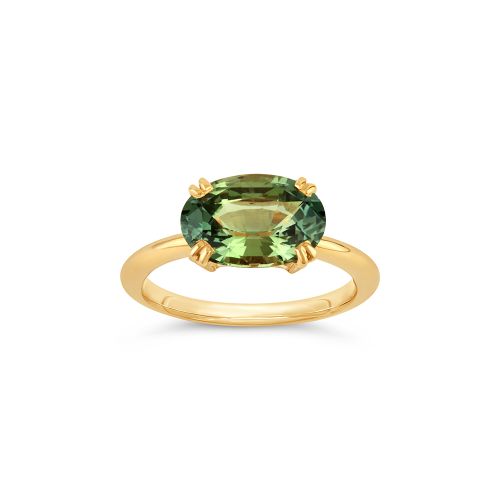 Hollie 18k Fine Oval Green Sapphire Ring