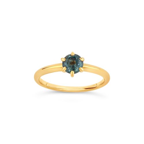 Miss Lily 18k Gold Fine Teal Sapphire Ring 