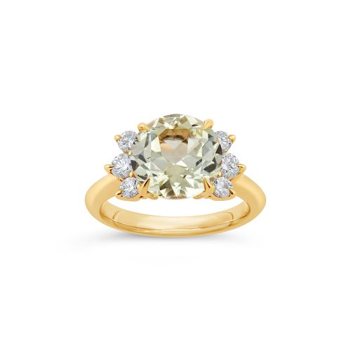Krista 18k Fine Pale Mist Green Sapphire & Diamond Ring 