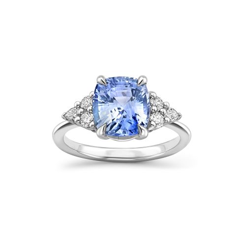 Edie 18k Fine Cornflower Blue Sapphire & Diamond Ring