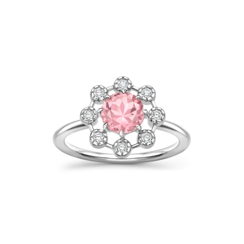 Celandine 14k Pink Tourmaline & Created Diamond Ring