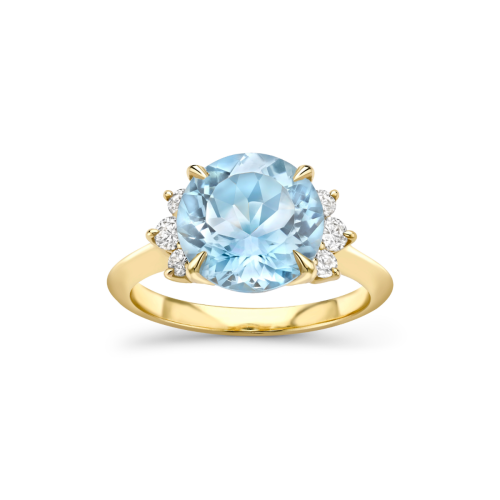 Krista 18k Fine Aquamarine and Brilliant Cut Diamond ring 