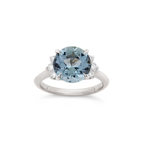Krista 18k Fine Aquamarine & Diamond Ring 