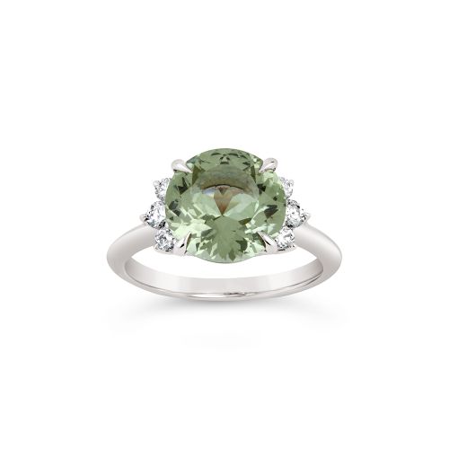 Krista 18k Fine Green Beryl & Diamond Ring