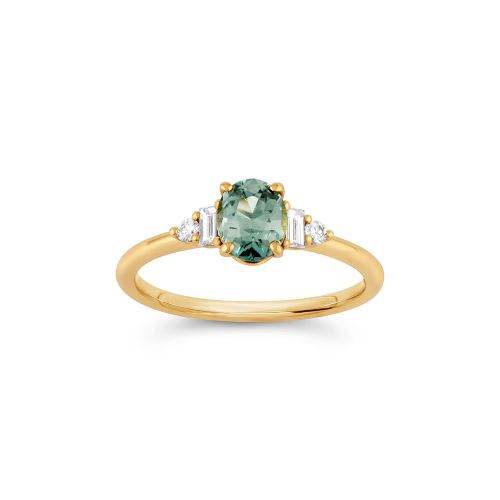 Katie 18k Gold Teal Sapphire Ring