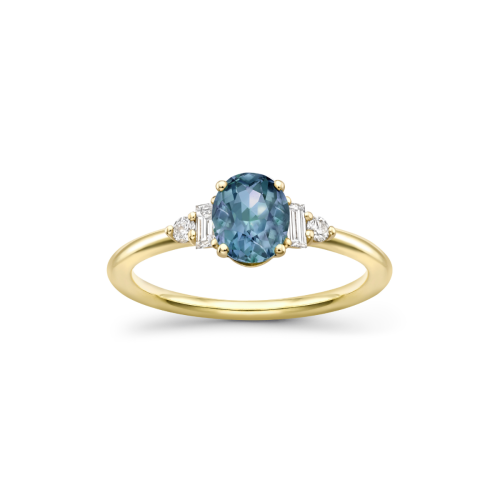 Katie 18k Fine Teal Sapphire & Diamond Ring
