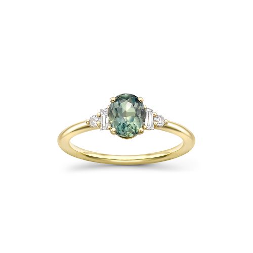 Katie 18k Fine Green Spruce Sapphire & Diamond Ring