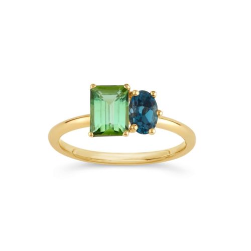 Toi & Moi Tourmaline & Topaz Ring