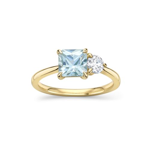 Toi & Moi Aquamarine & Moissanite Ring