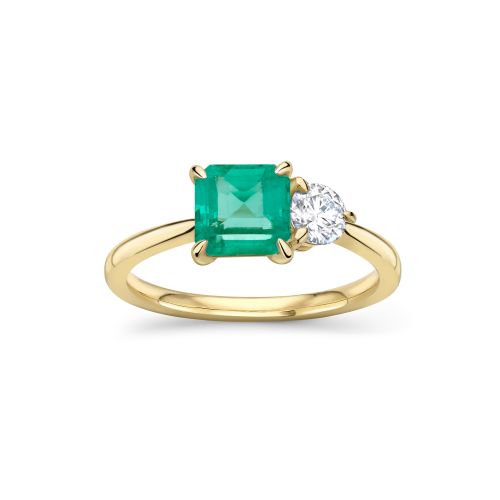 Toi & Moi Emerald & Lab-Created Diamond Ring