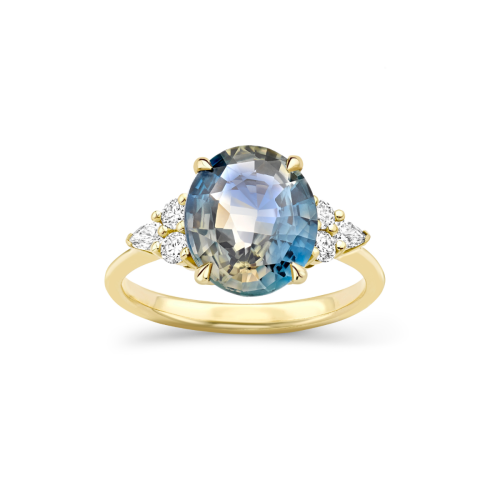 Edie 18k Fine Peacock Sapphire & Diamond Ring