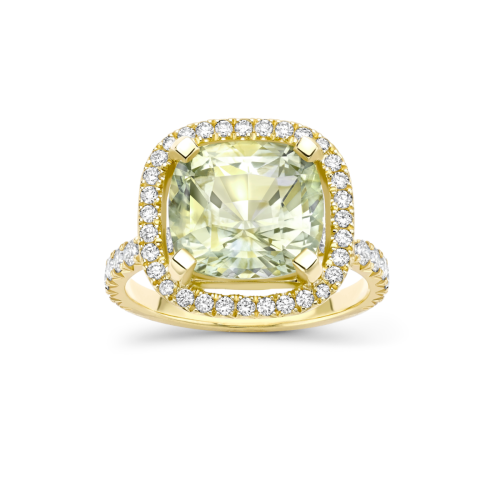 Zadie 18k Fine Pistachio Green Sapphire & Diamond Ring