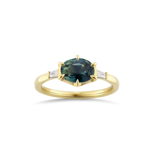 Jenna Teal Sapphire & Diamond Ring 