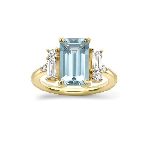 Charli  Aquamarine & Lab-Created Diamond Ring