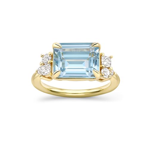 Claudie Aquamarine & Lab-Created Diamond Ring