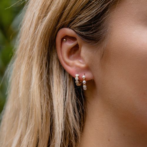 Starflower Lab-Created Diamond Huggie Hoops