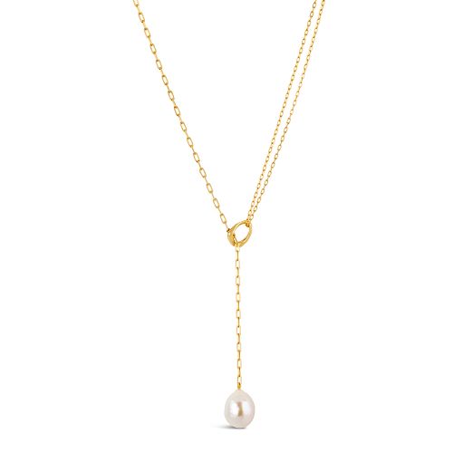 Thalassa Faceted Lariat with Freshwater pearl 