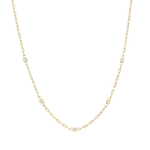 Lab-Created White Sapphire Paperclip Chain Necklace