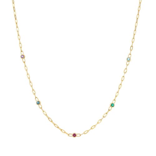 Rainbow Gemstone Chain Necklace