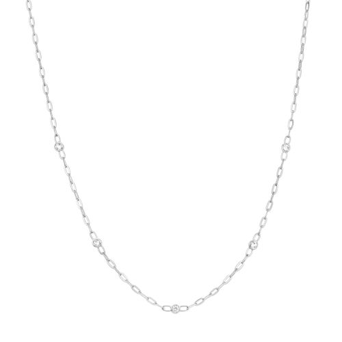 Lab-Created White Sapphire Paperclip Chain Necklace