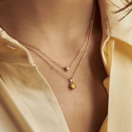 November Lemon Quartz Birthstone Pendant