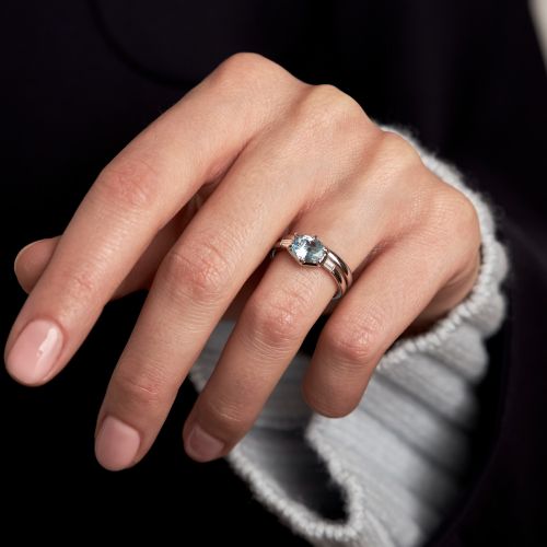 Jenna Aquamarine & Diamond Ring 