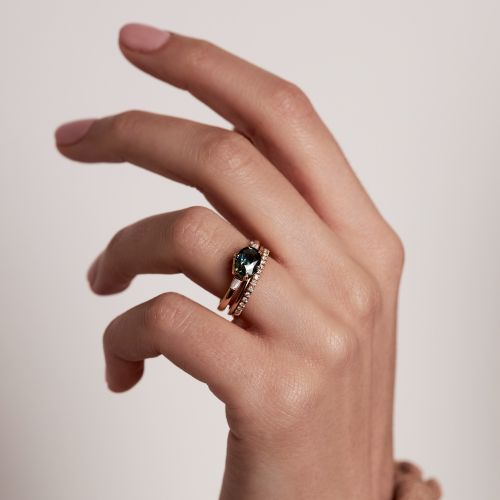 Jenna Teal Sapphire & Diamond Ring 