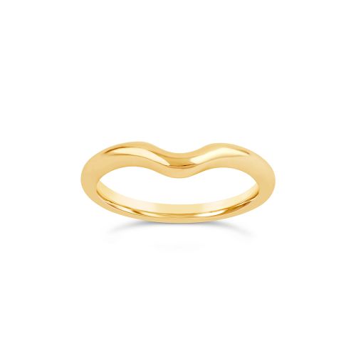 18k Gold Lily Solitaire Curve Wedding Band