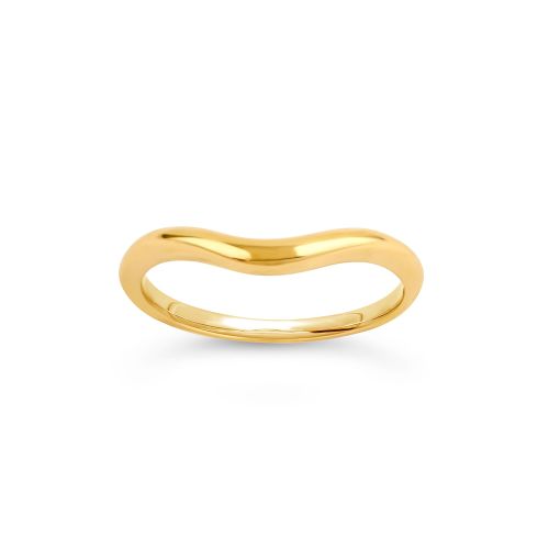 18k Gold Tapering Curve Three Wedding Band