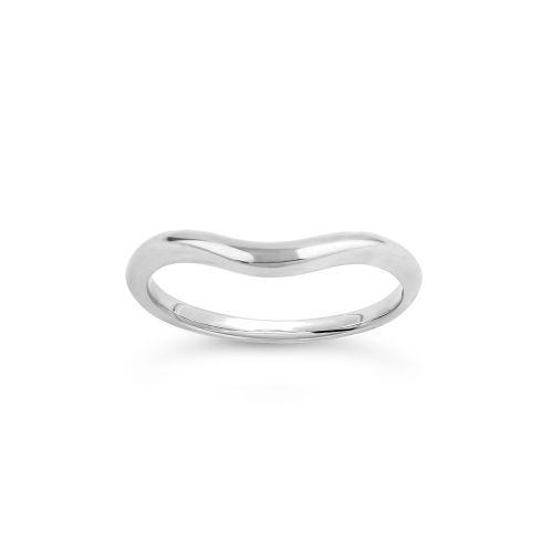 18k Gold Tapering Curve Three Wedding Band