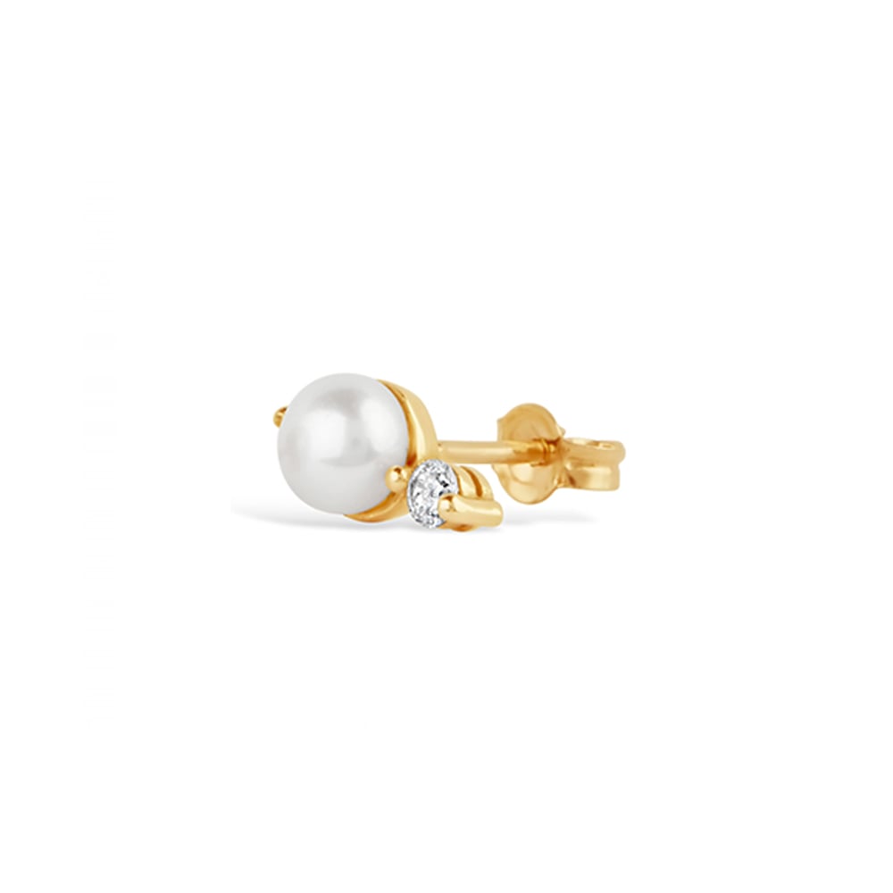 Single Shuga Pearl & Lab-Created Created Diamond Stud
