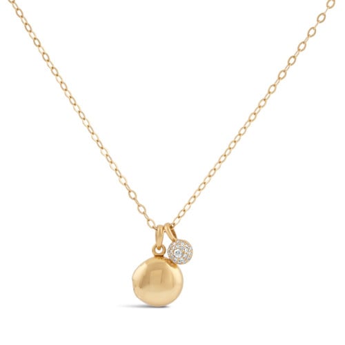 Button Locket & Lab-Created Diamond Bon Bon Pendant